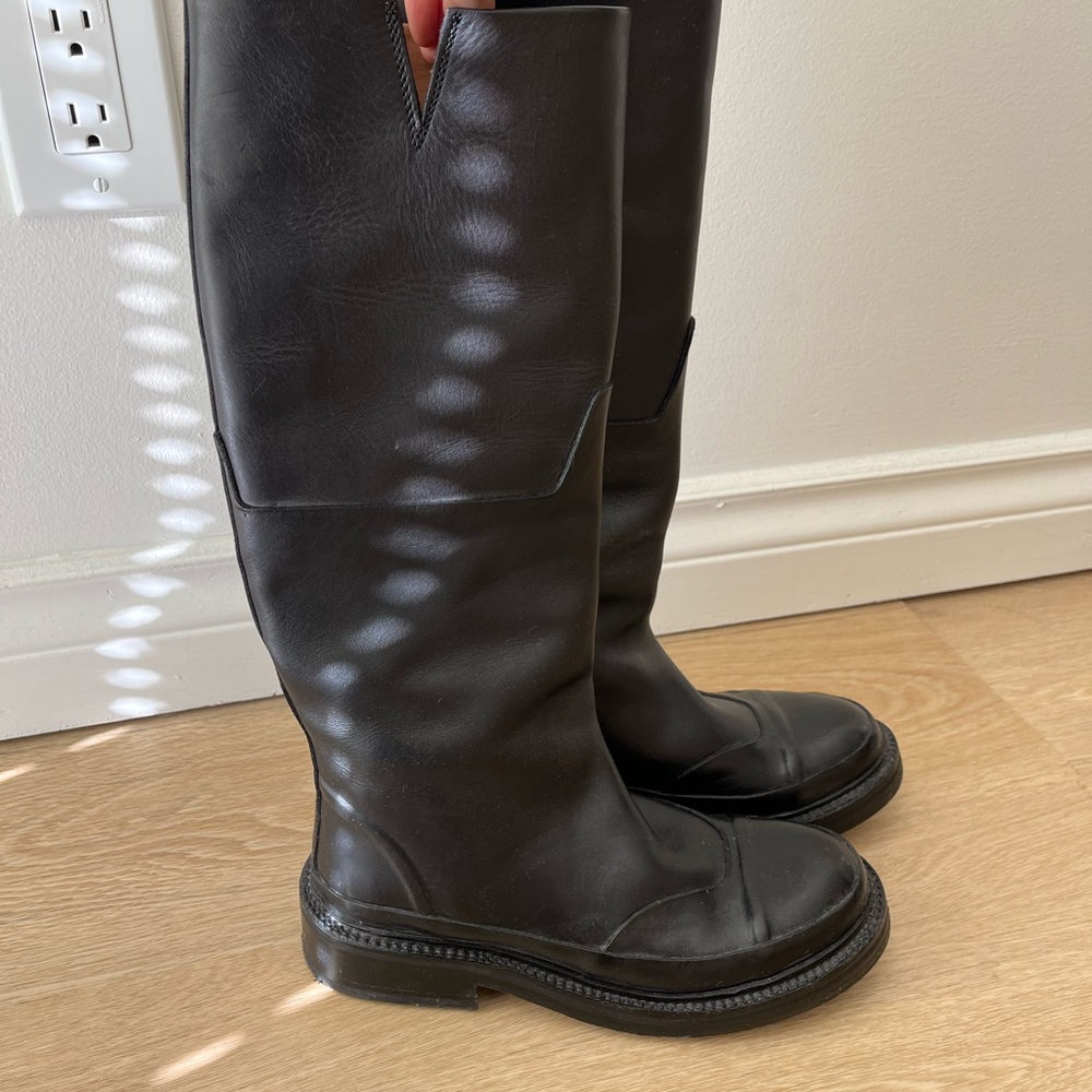 Agnona Black Leather Riding Boots